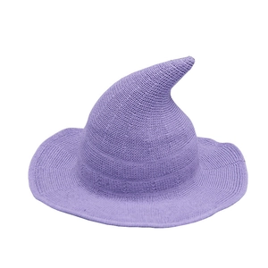 Cappello da strega in maglia pieghevole color lavanda per costumi di Halloween