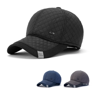 Winter Baseball Cap For Men Quilted Warm Fleece Lined Windproof Outdoor Peaked Hat Sport Fashion