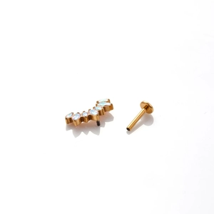 G23 Titan Labret Stecker mit fünf Markise-Opal-Steinen in Gold-Finish Finish