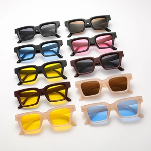 Collection of trendy thick-frame square jelly color sunglasses for men and women
