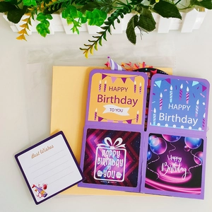 Detailed view of 3D Happy Birthday card set with pop-up design and matching envelope