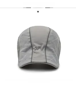 Front view of light grey quick-dry mesh cap showing breathable fabric and fine stitching