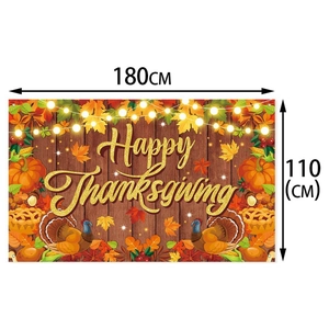 180x110cm Happy Thanksgiving Hintergrundbanner mit Kürbissen, Truthähnen und Ahornblättern