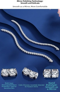 Detail showing hand-polished tennis bracelet with cubic zirconia in nano plating finish