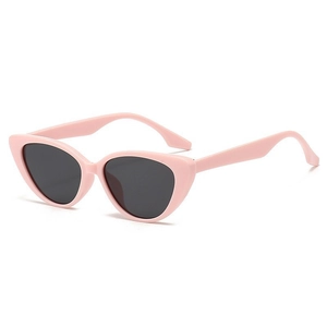 Pink cat eye sunglasses for women with dark grey lenses and trendy full frame design
