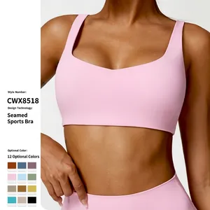 Soutien-Gorge de Sport Femme High Impact Nylon Élasthanne Séchage Rapide Débardeur de Yoga Naked Feeling Fitness Gym Gilet Course Dos Nageur
