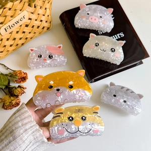 Cute Animal Hair Claw Clip Acetate Acrylic Cartoon Cat Dog Pattern Sweet Hair Accessories For Women Girls