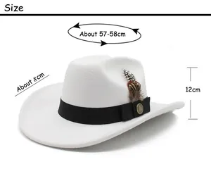 Guide des tailles pour chapeau fedora blanc avec circonférence de 58cm et bord de 8cm