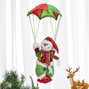 Christmas snowman parachute hanging ornament for festive ceiling and window decoration