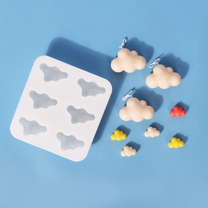 Moule en silicone 3D à 6 cavités nuages pour bougies artisanales et décor de gâteaux