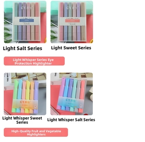 Close-up of dual-tip aesthetic highlighters in macaron and morandi color sets