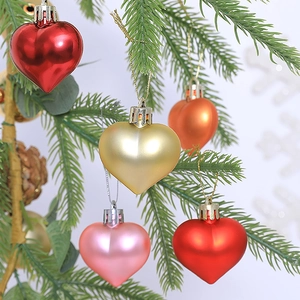 Heart Shaped Christmas Ornaments Electroplated Plastic Hanging Tree Baubles Colorful Matte And Glossy Holiday Decor