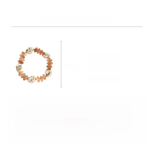 Detailed view of acrylic amber beads and irregular gold metal pearls on a 21cm bracelet