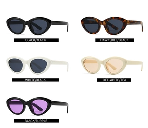 Collection de lunettes de soleil œil-de-chat rétro en cinq coloris avec finitions marbre et unies