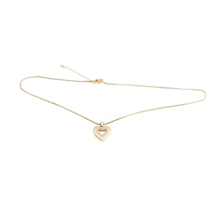Elegant gold heart pendant necklace featuring a shimmering crystal-encrusted inner outline