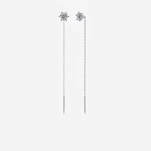 925 Sterling Silver Moissanite Threader Earrings For Women Elegant Geometric Tassel Dangle Earrings Shiny Jewelry Gift