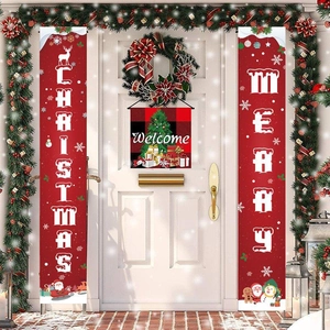 Banner Per Portico Di Natale In Poliestere Insegne Appese Decorazione Per Porta D'Ingresso Festivo Schiaccianoci Babbo Natale Pupazzo Di Neve