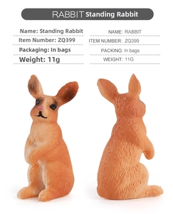Vue détaillée de figurines de lapin avec texture de poils fine et finition orange-brun