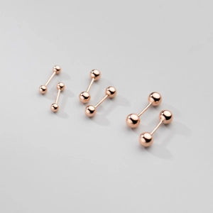 Trois paires de boucles d'oreilles boules en argent S925 plaqué or rose de tailles variées
