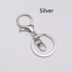 DIY silver lobster clasp keychain set with flat key ring and swivel connector