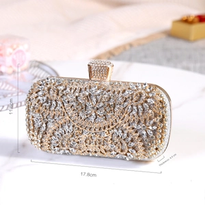 Detailed dimensions of sparkling rhinestone evening clutch showing 17.8cm length and 4.9cm width