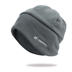 Thickened grey polar fleece thermal skull cap for outdoor skiing and cycling