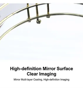 Close-up of golden metal frame detail with high-definition multi-layer coated mirror surface
