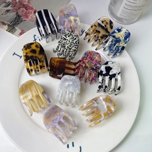 Acetate Hair Claw Clip Hollow Out Marble Leopard Pattern Hair Catch Shark Clip For Women Elegant Vintage Accessories