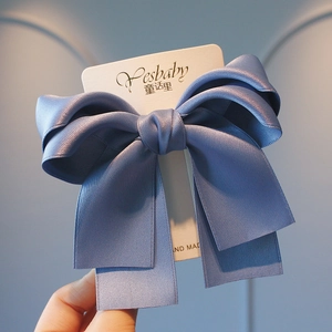 Elegant Large Satin Bow Hair Clip Layered Satin Texture Princess Style Spring Clip Headwear For Girls Women