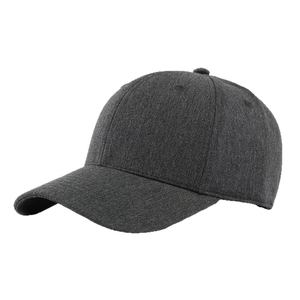 Classic charcoal grey structured baseball cap with premium textured wool blend fabric