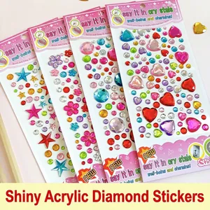 DIY colorful acrylic crystal stickers in heart and star shapes for kids albums
