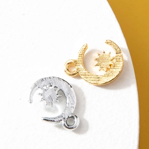 Golden and silver crescent moon and star charms for DIY bracelets and jewelry