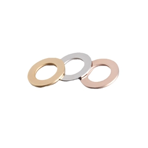 Polished 25mm hollow circular metal pendants in gold, silver, and rose gold finishes