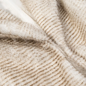 Kurze Kunstpelzjacke mit braunen Streifen und Reverskragen für Herbst und Winter