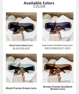 Detail view of four-color Y2K rimless sunglasses featuring sleek hollow metal temple accents