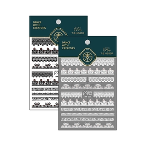 5D stereoscopic lace nail art stickers MN-227 in black and white elegant floral patterns