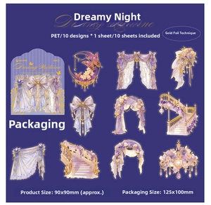 Detailed PET stickers with gold foil floral and butterfly patterns for scrapbooking