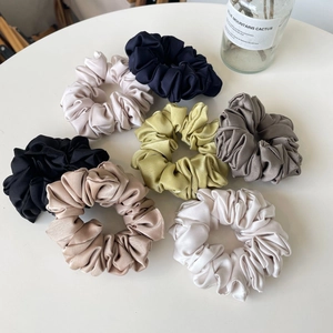 French Style Pleated Satin Fabric Scrunchies For Women Sweet Elastic Hair Ties Gentle Large Hair Bands Hair Accessories
