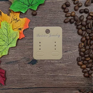 Vertical top view of kraft paper jewelry display card showing 4.4x5cm size details