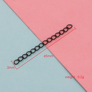Matte black stainless steel extender chain 45mm x 3mm for jewelry making DIY accessory