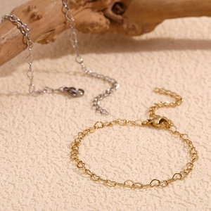 Heart Chain Bracelet Stainless Steel 14K Gold Plated Adjustable Minimalist Jewelry For Women Elegant Gift