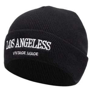 Los Angeles Letter Embroidery Knitted Beanie Hat Acrylic Warm Winter Outdoor Sports Cuffed Skull Cap For Men Women