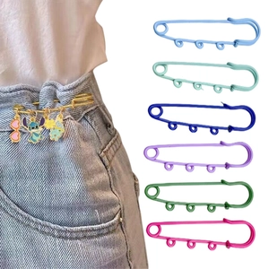 6cm colorful safety pin brooch with heart glasses and cartoon charms for clothing