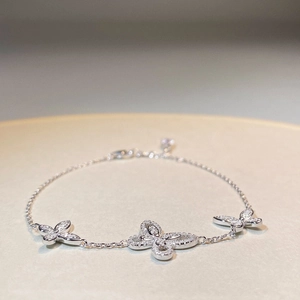 S925 sterling silver butterfly bracelet with sparkling zircon stones in a tennis chain design