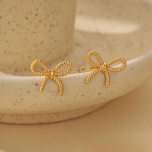 925 Sterling Silver Bowknot Stud Earrings For Women Elegant Twist Rope Ribbon Earrings Gold Silver Plated Fashion Jewelry Gift