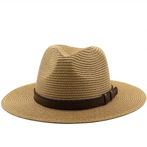 Panama Fedora Straw Hat Breathable Sun Protection Wide Brim Beach Travel Summer Jazz Cap With PU Leather Band For Women Men