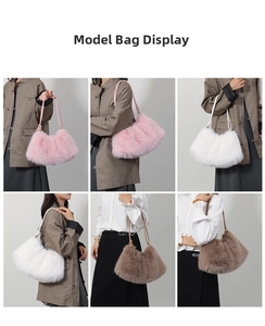 Collage de sacs sous le bras en fausse fourrure rose, blanc et café pour guide de style
