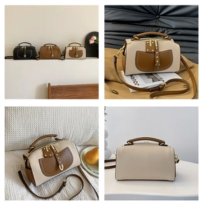 Détails du sac Boston en cuir PU avec rivets, fermetures éclair et poignées