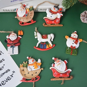 Nordic vintage Christmas tree ornaments featuring Santa, snowman and rocking horse figures