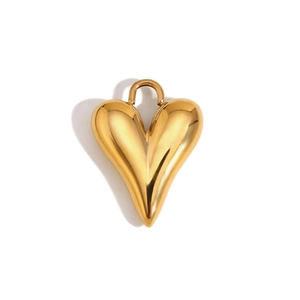 Polished 18K gold-plated stainless steel 3D heart pendant necklace accessory